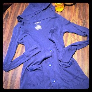 Blue long button up cardigan
